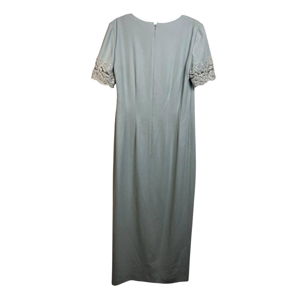 Liz Claiborne Night Sage Green Beaded Lace Maxi Dress Formal Gown Size 10 - Picture 8 of 10